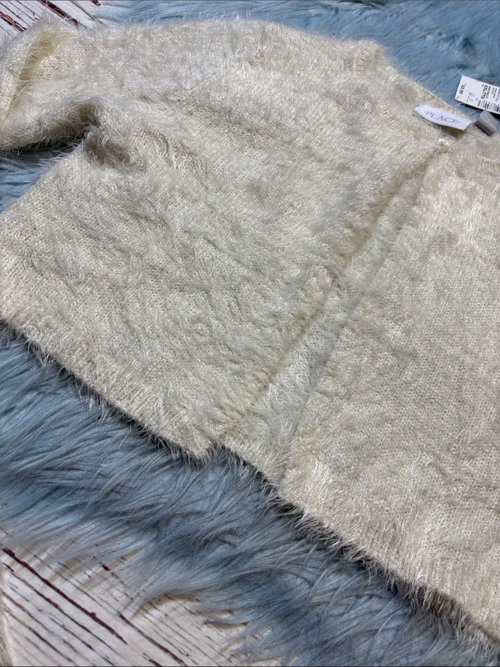 NWT The Children’s Place Ivory Fuzzy Bunny Tail Single Button Cardigan XXL